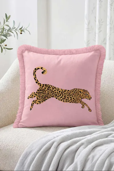 43x43 Cm Dijital Baskılı Fermuarlı Çift Taraflı Saçaklı Kırlent Kılıfı 483446