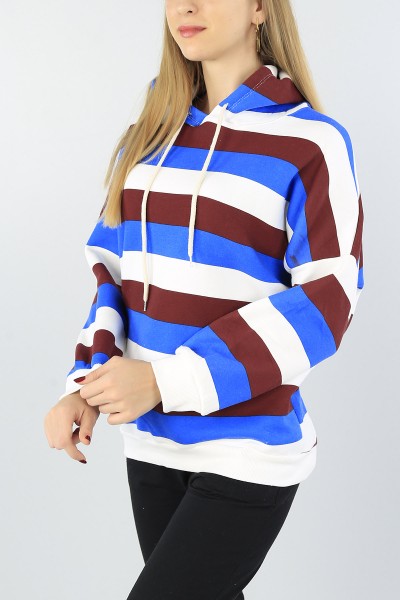 Çizgili Bayan Şardonlu Salaş Sweat 53428