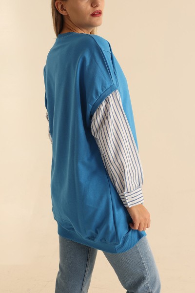 Çizgili Garnili İki İp Sweat 210131