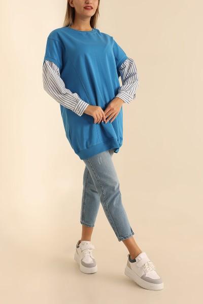Çizgili Garnili İki İp Sweat 210131