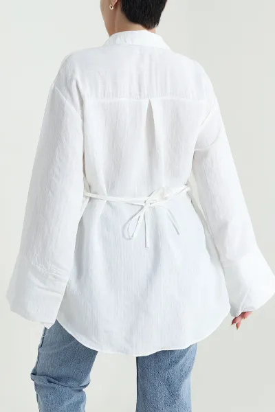 Çizgili Modal Gabard,n Kadın Gömlek Tunik 467235