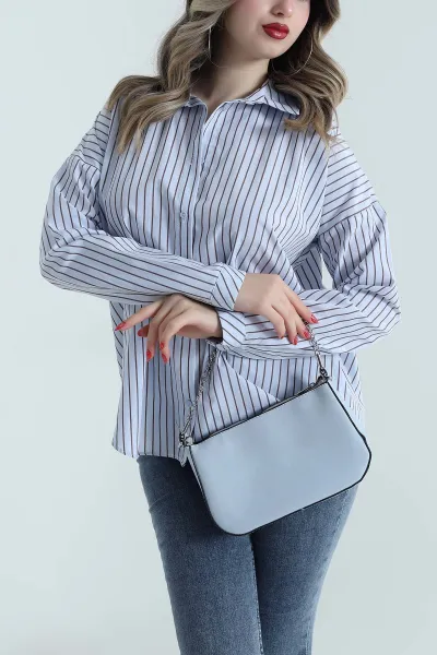 Çizgili Poplin Kadın Gömlek 497121