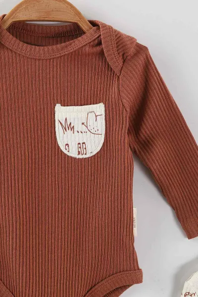 Çoklu Renk (0-6 Ay) Baskılı Fitilli Kumaş 3'Lü Kız Bebek Zıbın 469157