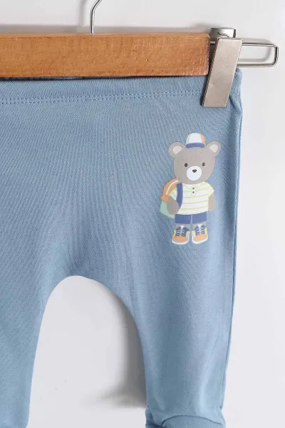 Çoklu Renk (0-6 Ay) Baskılı Patikli Erkek Bebek 3'lü Pijama Alt 469246