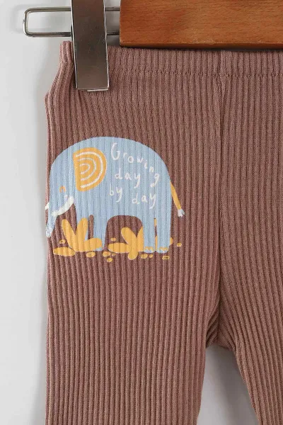 Çoklu Renk (0-6 Ay) Fitilli Kumaş Baskılı Patikli Erkek Bebek 3'lü Pijama Alt 468652