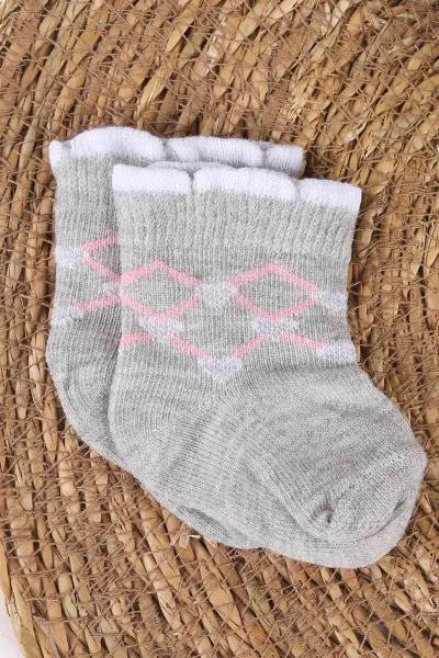 Çoklu Renk (0-6 Ay) Karışık Desen 3'lü Kız Bebek Çorap 467395
