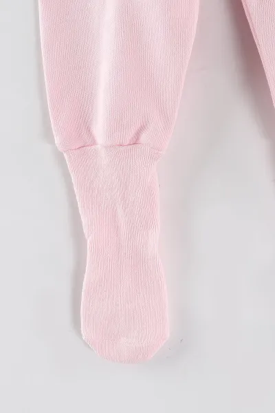 Çoklu Renk (0-6 Ay) Ördek Desenli Çorap Detaylı Kız Bebek 3'lü Pijama Alt 468656