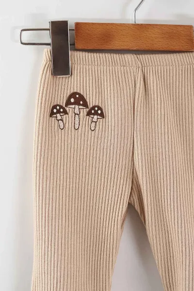 Çoklu Renk (0-6 Ay)Mantar Desenli Baskılı  Fitilli Patikli Erkek Bebek 3'lü Pijama Alt 469249