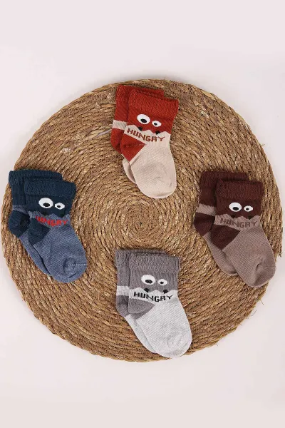 Çoklu Renk (1-4 Yaş)  Hungay Desenli 4'^ü Erkek Çocuk&Bebek Soket Çorap 455961