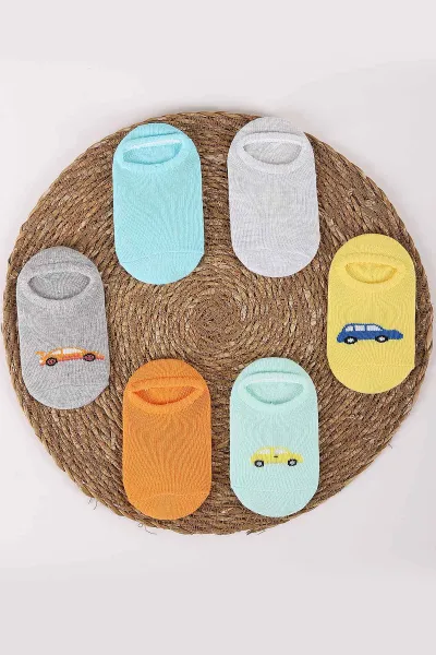 Çoklu Renk (1-6 Yaş) Araba  Desenli   Bilek  6'lı  Erkek Bebek & Çocuk Çorap 454237