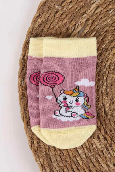 Çoklu Renk (1-6  Yaş )  Desenli  4'lü Kız Çocuk Soket Çorap 455893