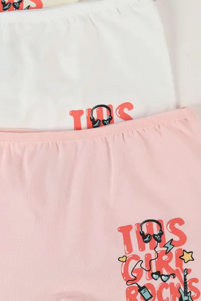 Çoklu Renk (11-15 Yaş)Baskılı Kız Çocuk 3'lü Boxer 460939