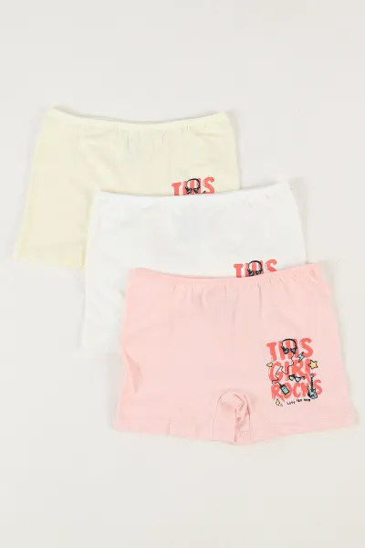 Çoklu Renk (11-15 Yaş)Baskılı Kız Çocuk 3'lü Boxer 460939