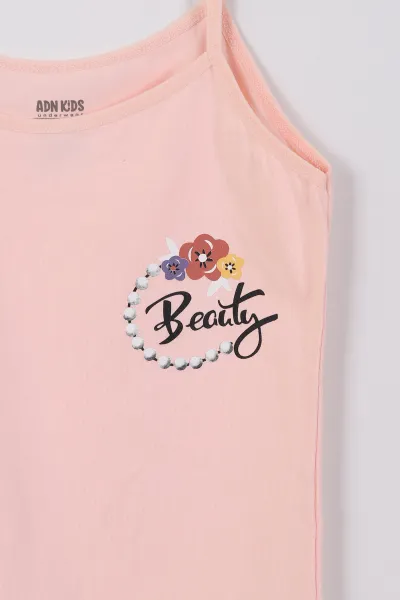 Çoklu Renk (11-15 Yaş)Beauty Baskılı İp Askılı Kız Çocuk 3'lü Atlet 461017