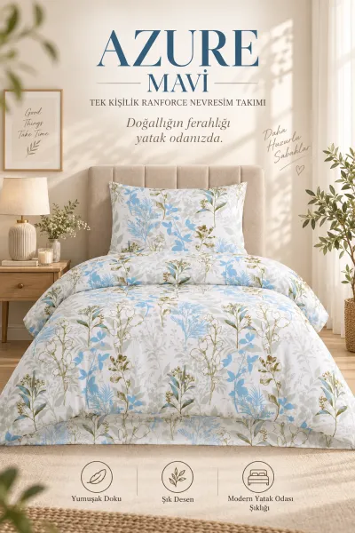 Çoklu Renk 160x220 Cm Bella Home Tek Kişilik Lastikli Çarşaf Nevresim Takımı 491121