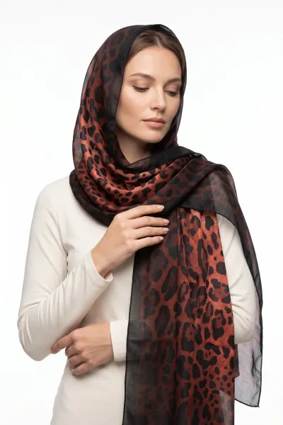 Bordo 180x70 Cm Our Fashion Dijital Baskılı Desenli Soft Şal 488573