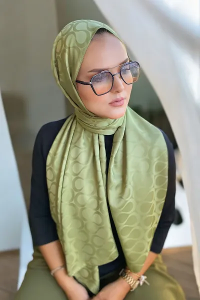 Yağ Yeşili 180x70 Jakar İpeksi Bloom Desen Şal 290788
