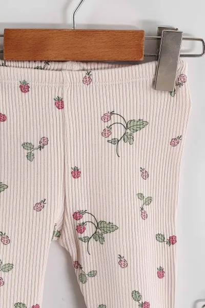 Çoklu Renk (3-6 Ay) Ahududu Baskılı 3'lü Kız Bebek Tek Alt 468755