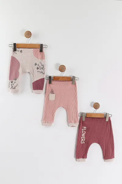 Çoklu Renk (3-6 Ay) Çiçek Baskılı 3'lü Kız Bebek Tek Alt 468772