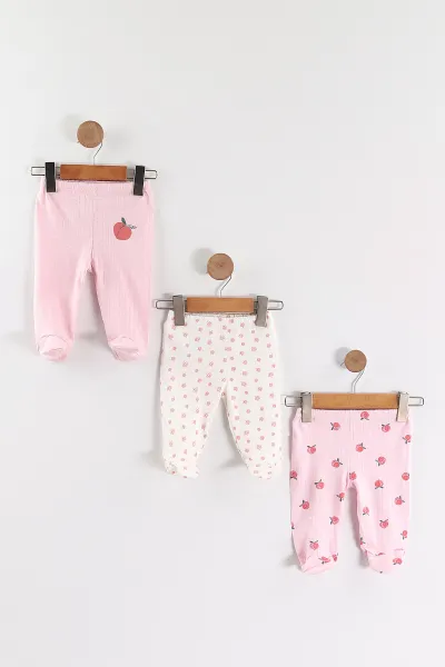 Çoklu Renk (3-6 Ay) Çiçek Baskılı 3'lü Patikli Kız Bebek Tek Alt 469138