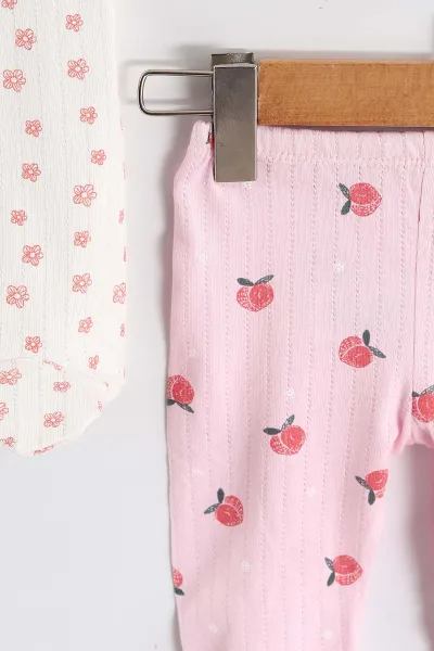 Çoklu Renk (3-6 Ay) Çiçek Baskılı 3'lü Patikli Kız Bebek Tek Alt 469138