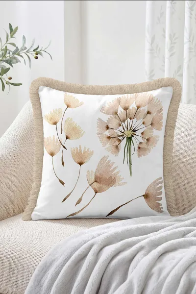 43x43 Cm Dijital Baskılı Fermuarlı Çift Taraflı Saçaklı Kırlent Kılıfı 483470