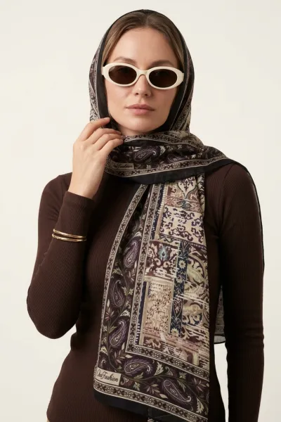 Çoklu Renk 75x180 Cm Our Fashion Dijital Baskılı Desenli Soft Şal 408644