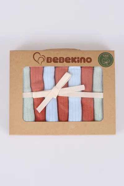 Çoklu Renk 7'li Kutulu ve Pamuklu Unisex Bebek Mendil 476585