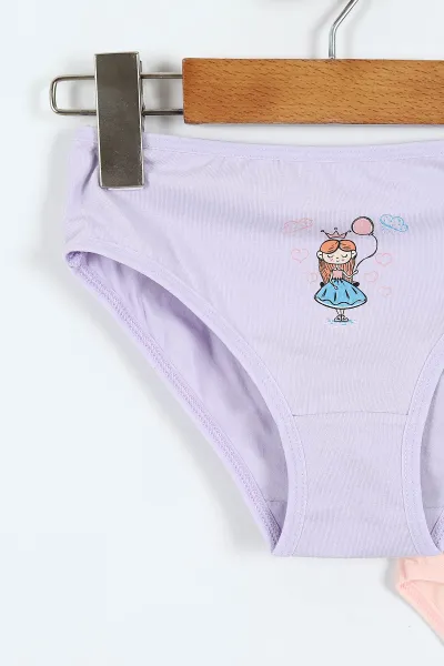 Çoklu Renk Berrak (3-10 Yaş) Üçlü Paket Baskılı Kız Çocuk Boxer 372195