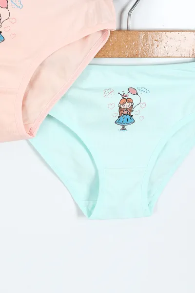 Çoklu Renk Berrak (3-10 Yaş) Üçlü Paket Baskılı Kız Çocuk Boxer 372195