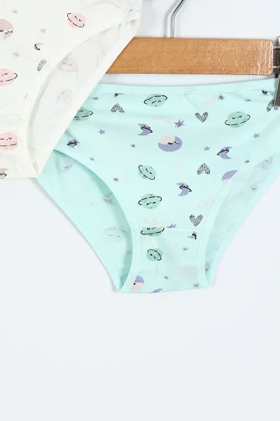 Çoklu Renk Berrak (3-12 Yaş) Üçlü Paket Baskılı Kız Çocuk Boxer 372196