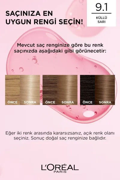 Loreal Paris Excellence Creme Saç Boyası - 9.1 Sarı Küllü 282921