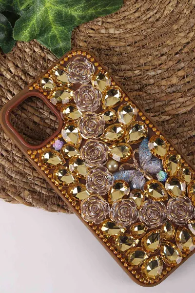 Çöl TeknoCase İPhone 11 Uyumlu Daisy Case Serisi Taşlı Vakumlu Sert Silikon Telefon Kılıfı 431013
