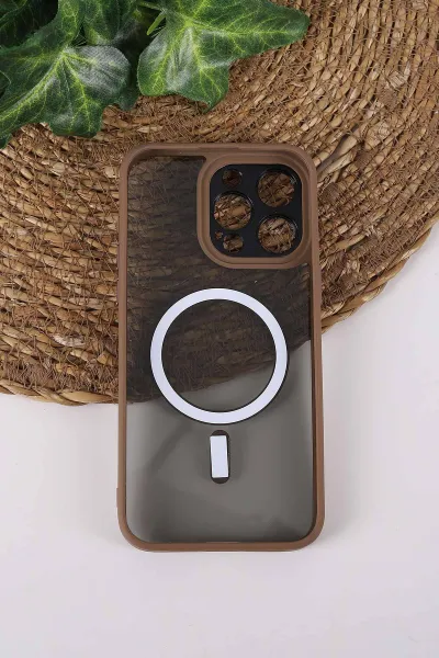 Çöl TeknoCase İPhone 15 Pro Max Uyumlu Wesley Case Serisi Magsafe Özellikli Transparan Sert Silikon Telefon Kılıfı 430606