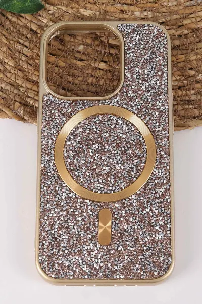 Çöl TeknoCase İPhone 15 Pro Uyumlu Viola Diamond Case Serisi Kartlıklı Lens Hediyeli Sert Silikon Telefon Kılıfı 430821