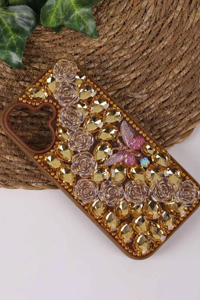 Çöl TeknoCase İPhone 16 Uyumlu Daisy Case Serisi Taşlı Vakumlu Sert Silikon Telefon Kılıfı 431084