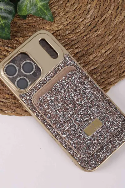 Çöl TeknoCase İPhone 17 Pro Max Uyumlu Viola Diamond Case Serisi Kartlıklı Lens Hediyeli Sert Silikon Telefon Kılıfı 430868