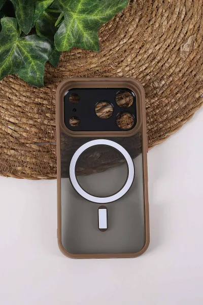 Çöl TeknoCase İPhone 17 Pro Max Uyumlu Wesley Case Serisi Magsafe Özellikli Transparan Sert Silikon Telefon Kılıfı 430670