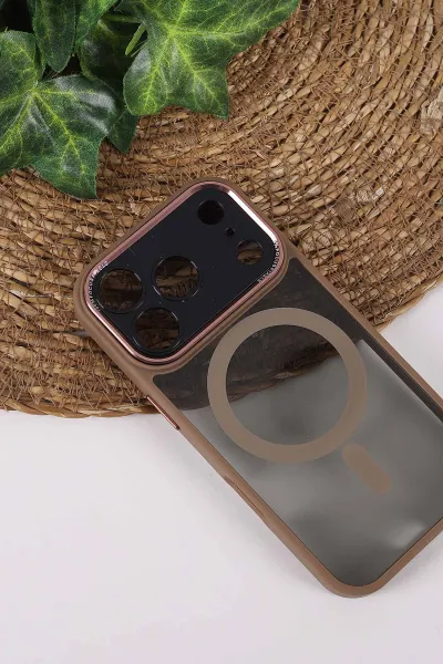 Çöl TeknoCase İPhone 17 Pro Max Uyumlu Wesley Case Serisi Magsafe Özellikli Transparan Sert Silikon Telefon Kılıfı 430670