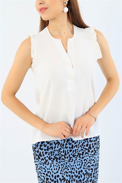 Dantel Detay Krem Aerobin Bluz 35356