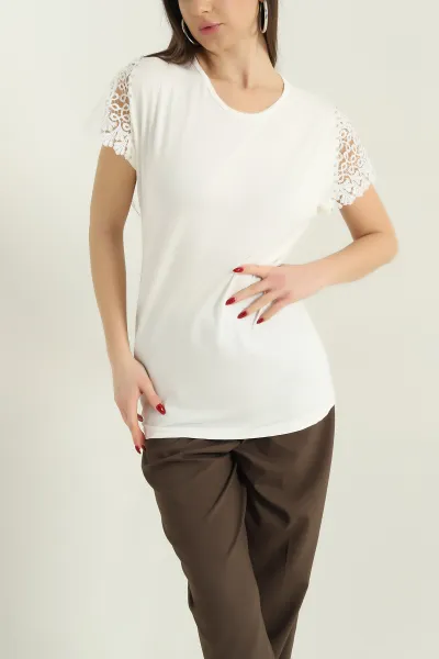 Dantelli İncili Çilek Bluz 334542