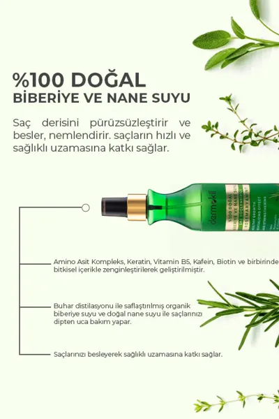 Dermokil %100 Doğal Biberiye Suyu Saç Güçlendirici Sprey 250 Ml 414770