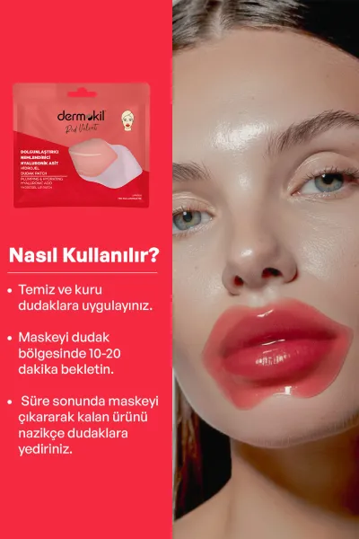 Dermokil Dolgunlaştırıcı Nemlendirici Hyaluronik Asit Hidrojel Patch Dudak Maskesi 8 Gr 466569