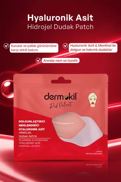 Dermokil Dolgunlaştırıcı Nemlendirici Hyaluronik Asit Hidrojel Patch Dudak Maskesi 8 Gr 466569