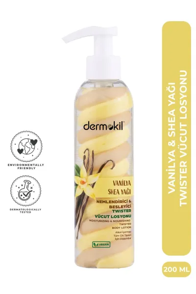 Dermokil Vanilya Shea Yağı Nemlendirici ve Besleyici Twister Vücut Losyonu 200 Ml 466521