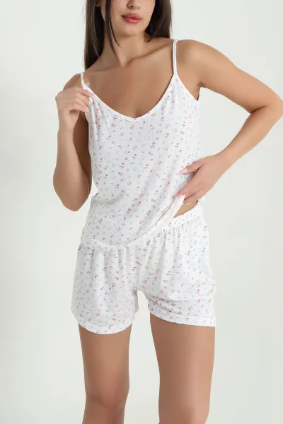 Desenli Askılı Şortlu Kadın Pijama Takımı 466677