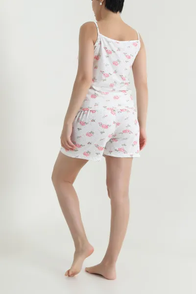 Desenli Askılı Şortlu Kadın Pijama Takımı 466679