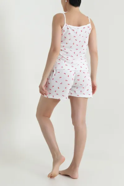 Desenli Askılı Şortlu Kadın Pijama Takımı 466680