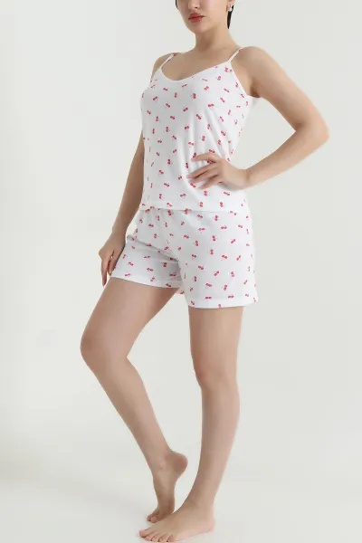 Desenli Askılı Şortlu Kadın Pijama Takımı 466680