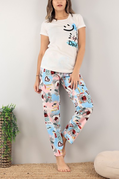Desenli Baskılı Bayan Pijama Takımı 123050